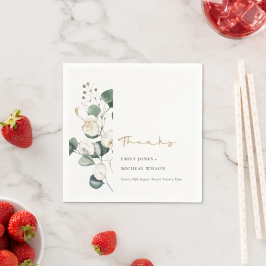 Serviette En Papier Mariage de feuillage vert rustique Eucalyptus (En situation)