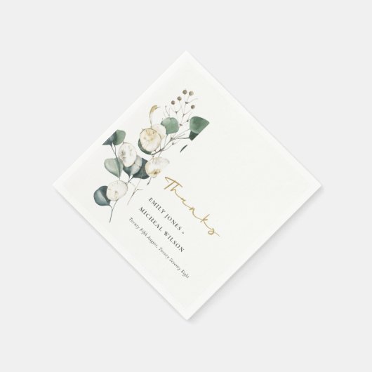 Serviette En Papier Mariage de feuillage vert rustique Eucalyptus (Coin)