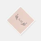 Serviette En Papier Mariage de feuille de bouquet rose (Coin)