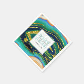 Serviette En Papier Mariage de feuille d'or vert et bleu (Coin)