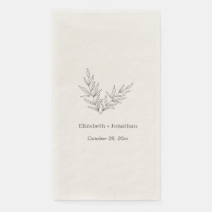 Serviette En Papier Mariage de feuille minimaliste simple
