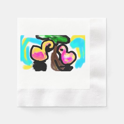 Serviette En Papier Mariage de flamants roses (Devant)