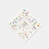 Serviette En Papier Mariage de Fleur sauvage d'aquarelle Coeur unique (Coin)