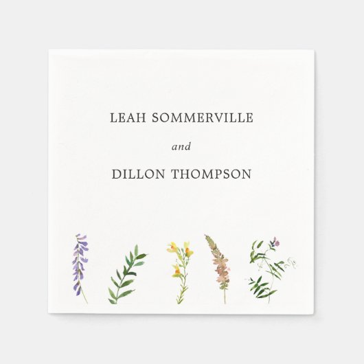 Serviette En Papier Mariage de Fleur sauvage Floral Boho Rustique simp (Devant)