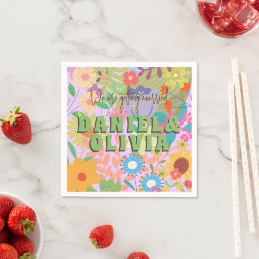 Serviette En Papier Mariage de fleurs (En situation)