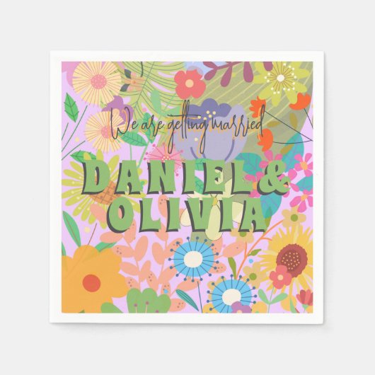 Serviette En Papier Mariage de fleurs (Devant)