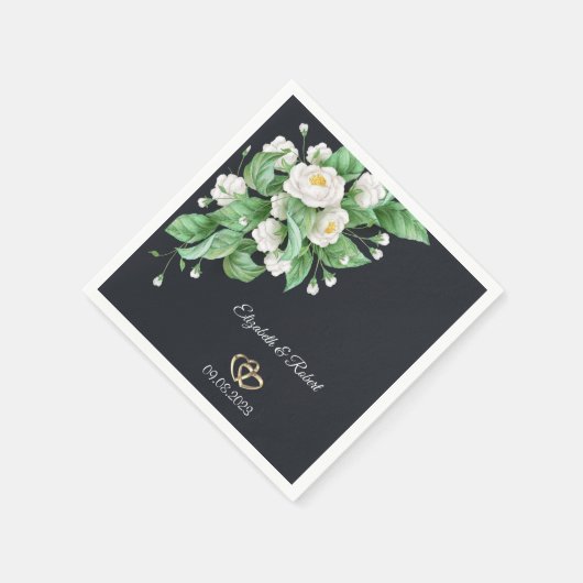 Serviette En Papier Mariage de fleurs blanches (Coin)