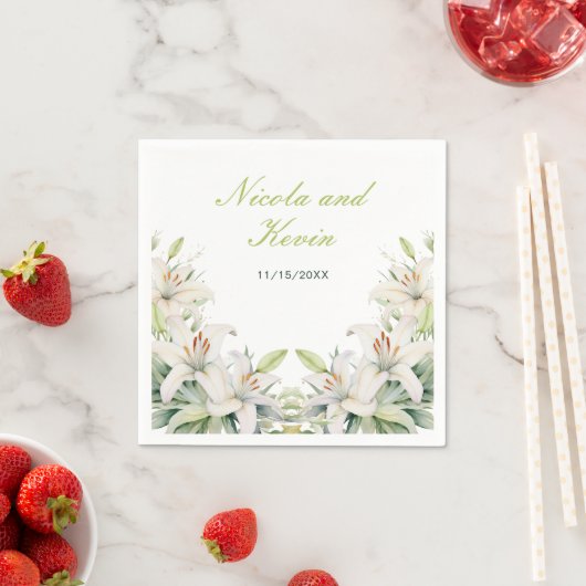 Serviette En Papier Mariage de fleurs blanches (En situation)