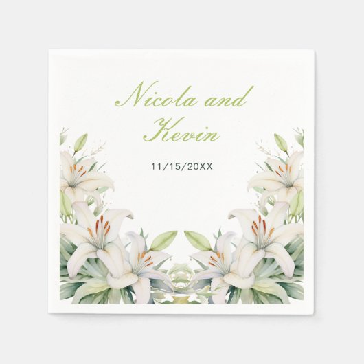 Serviette En Papier Mariage de fleurs blanches (Devant)
