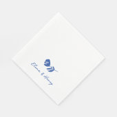 Serviette En Papier Mariage de fleurs blanches à main bleue (Coin)