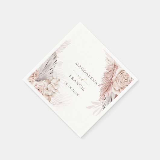 Serviette En Papier mariage de fleurs boho (Coin)