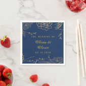 Serviette En Papier Mariage de fleurs botaniques bleues de la marine c (En situation)