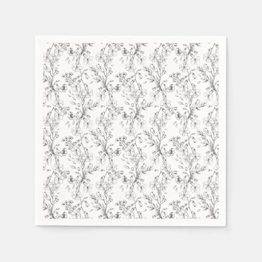 Serviette En Papier Mariage de fleurs botaniques classiques (Devant)