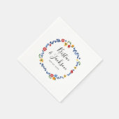 Serviette En Papier Mariage de fleurs brodées (Coin)