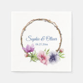 Serviette En Papier Mariage de fleurs d'anémone aquarelle (Devant)
