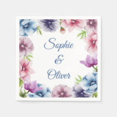 Serviette En Papier Mariage de fleurs d'anémone aquarelle (Devant)