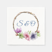 Serviette En Papier Mariage de fleurs d'anémone aquarelle (Devant)