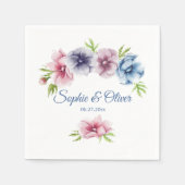 Serviette En Papier Mariage de fleurs d'anémone aquarelle (Devant)