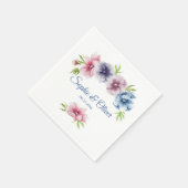 Serviette En Papier Mariage de fleurs d'anémone aquarelle (Coin)
