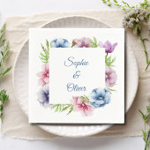 Serviette En Papier Mariage de fleurs d'anémone aquarelle