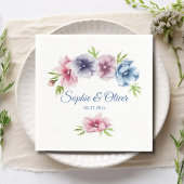 Serviette En Papier Mariage de fleurs d'anémone aquarelle