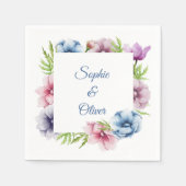 Serviette En Papier Mariage de fleurs d'anémone aquarelle (Devant)
