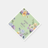 Serviette En Papier Mariage de fleurs d'aquarelle verte (Coin)