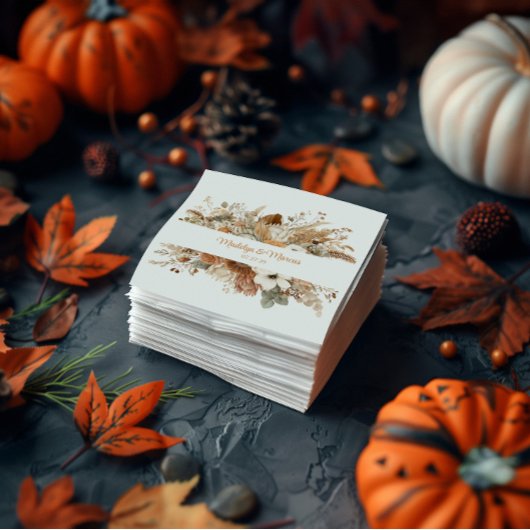Serviette En Papier Mariage de fleurs d'automne sèches de Bohême |