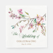 Serviette En Papier Mariage de fleurs de cerisier rose (Devant)