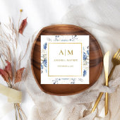 Serviette En Papier Mariage de fleurs de printemps bleu Dusty