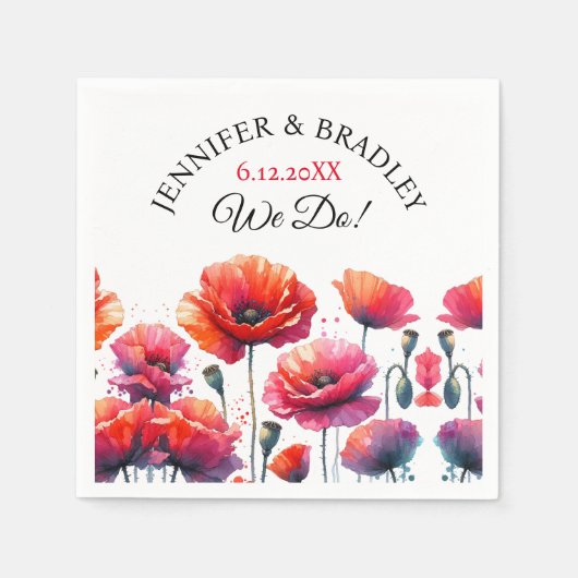 Serviette En Papier Mariage de fleurs de Red Poppies (Devant)