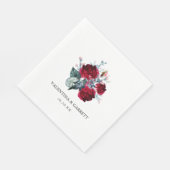 Serviette En Papier Mariage de fleurs de rose rouge rustique (Coin)
