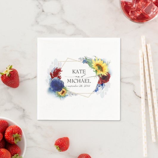 Serviette En Papier Mariage de fleurs de tournesol jaune automne (En situation)