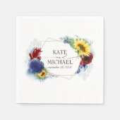 Serviette En Papier Mariage de fleurs de tournesol jaune automne (Devant)
