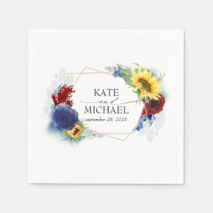 Serviette En Papier Mariage de fleurs de tournesol jaune automne