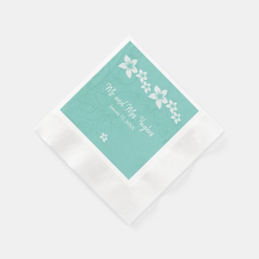 Serviette En Papier Mariage de fleurs d'hibiscus blanc (Coin)