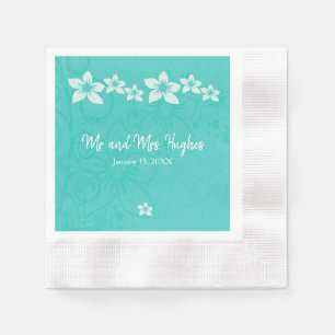 Serviette En Papier Mariage de fleurs d'hibiscus blanc