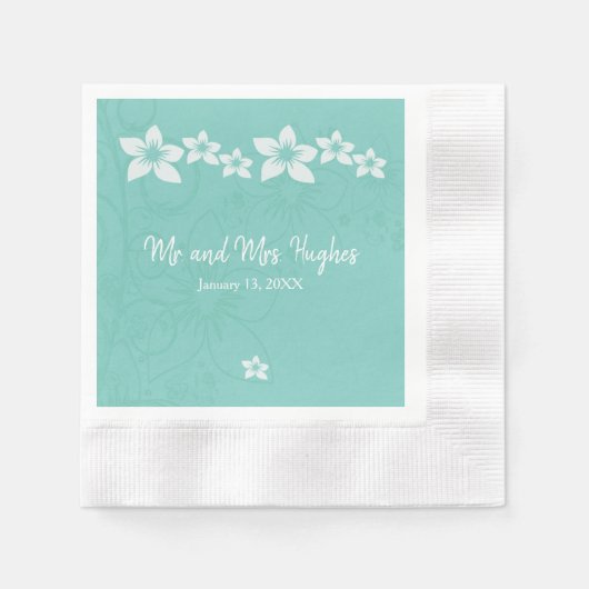 Serviette En Papier Mariage de fleurs d'hibiscus blanc (Devant)