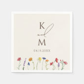 Serviette En Papier Mariage de fleurs Fleur sauvage de Monogramme colo (Devant)