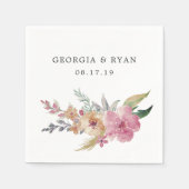 Serviette En Papier Mariage de fleurs peintes (Devant)