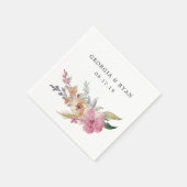 Serviette En Papier Mariage de fleurs peintes (Coin)
