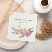 Serviette En Papier Mariage de fleurs peintes