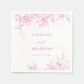 Serviette En Papier Mariage de fleurs roses victoriennes (Devant)