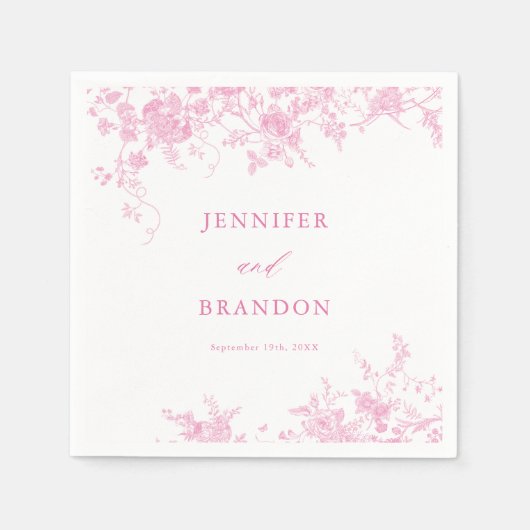 Serviette En Papier Mariage de fleurs roses victoriennes (Devant)