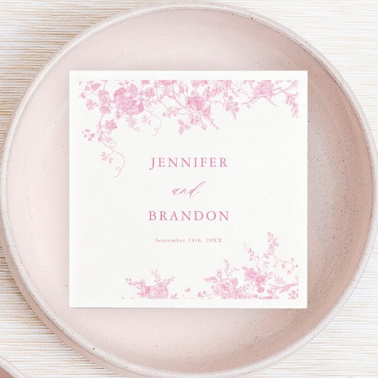 Serviette En Papier Mariage de fleurs roses victoriennes