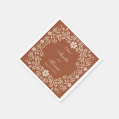 Serviette En Papier Mariage de fleurs rustiques en terre cuite (Coin)