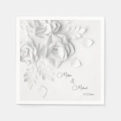 Serviette En Papier Mariage de fleurs simples 3D blanches (Devant)