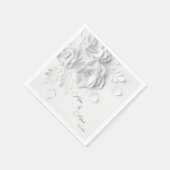 Serviette En Papier Mariage de fleurs simples 3D blanches (Coin)