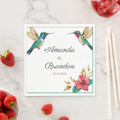 Serviette En Papier Mariage de fleurs tropicales rouges des colibris v (En situation)