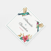 Serviette En Papier Mariage de fleurs tropicales rouges des colibris v (Coin)